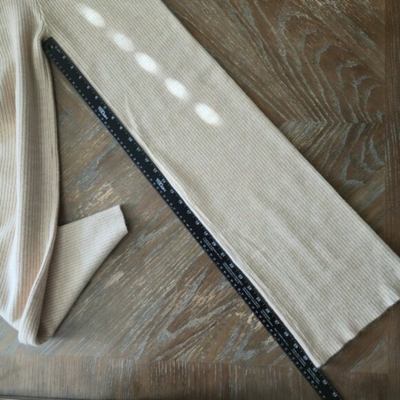 White Fox Ribbed Knit Lounge Pants XS Beige Cream Cozy Soft Stretch - Picture 5 of 7